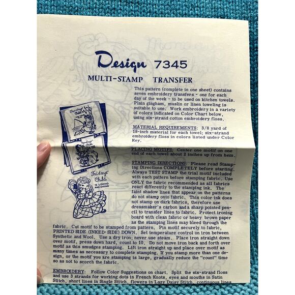 iron on transfers 7345 Days of the week children - Picture 1 of 10